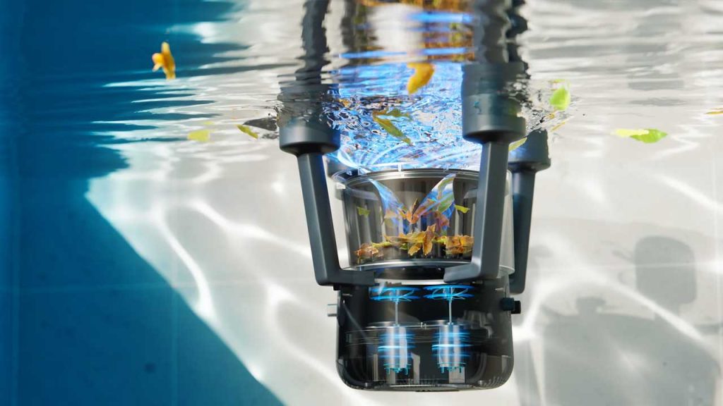 Closeup view of the Bublue BuVortex V5 Robotic Pool Skimmer