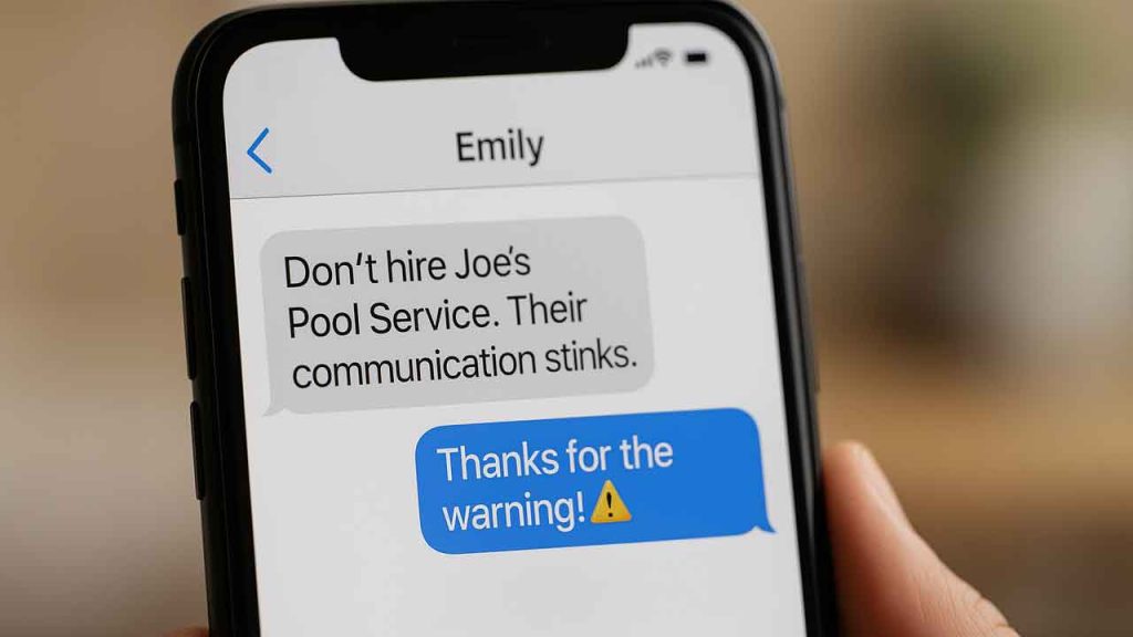 Pool customers warning eachother through text message