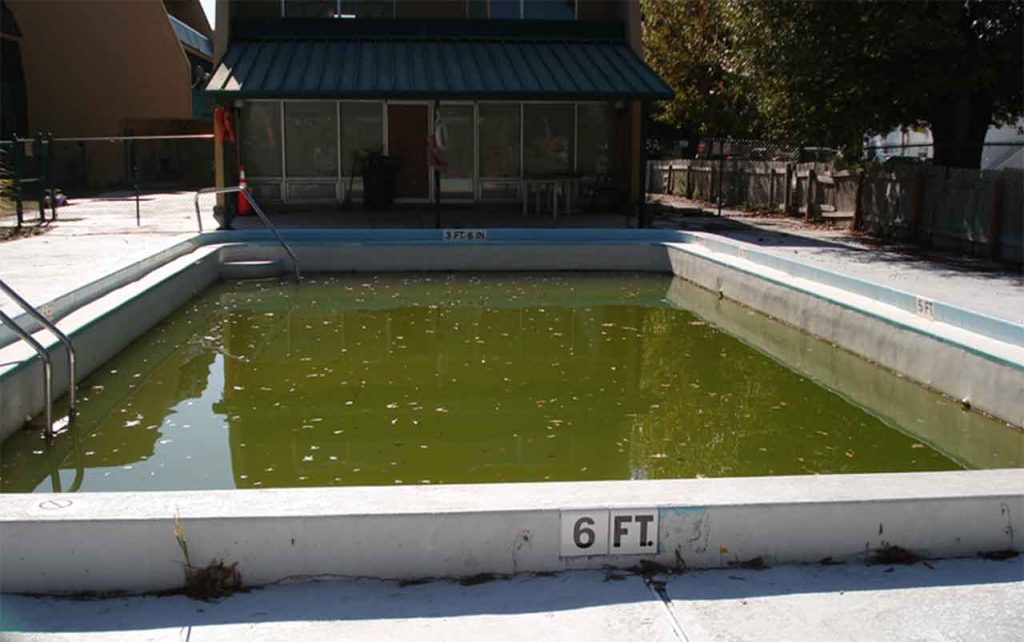 Education for Pool Pros: Local regulatory code should be covered on proper closure of this pool due to poor water clarity 