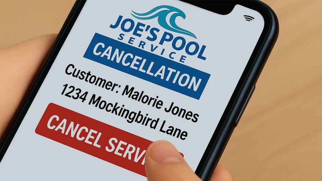 Pool customer canceling her swimming pool service