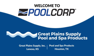 This graphic says POOLCORP Acquires Great Plains Supply Pool and Spa Products
